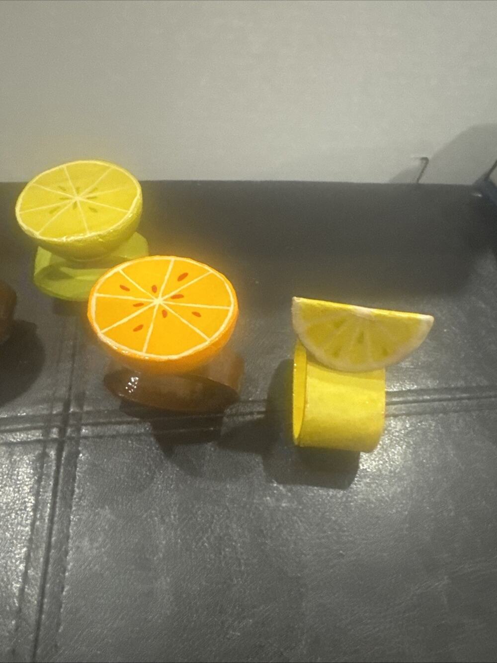 Vintage Hand Painted Papier-Mâché Fruit Napkin Rings Set of 5 Table Decor